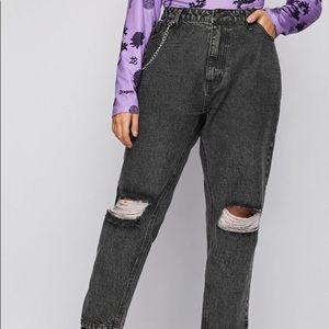 SHEIN ripped chain mom jeans